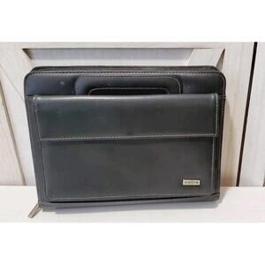 Franklin Covey Leather Day One Planner Binder Black w/ Handles Organizer